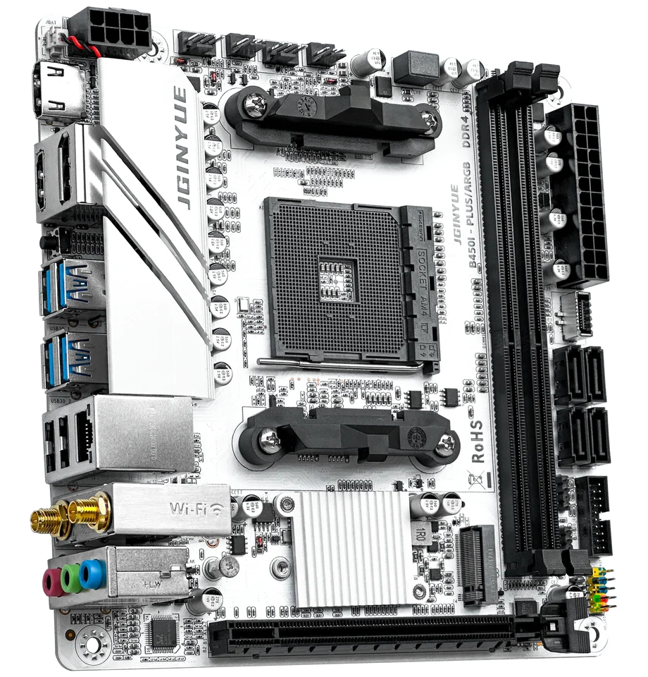 JGINYUE AMD AM4 ITX Motherboard supports Ryzen R3 R5 R7 1/2/3/4/5