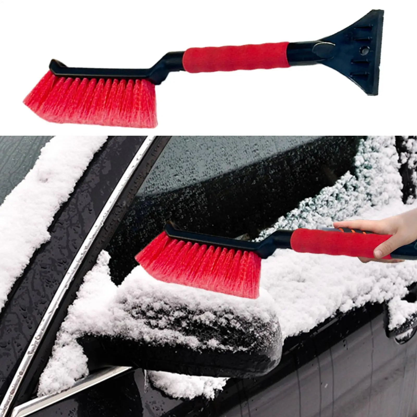 2-in-1-Eiskratzer und Schneebürste für das Auto – ergonomischer Windschutzscheibenreiniger mit Schaumstoffgriff – effizient für SUV, Limousine und Winterfahrten