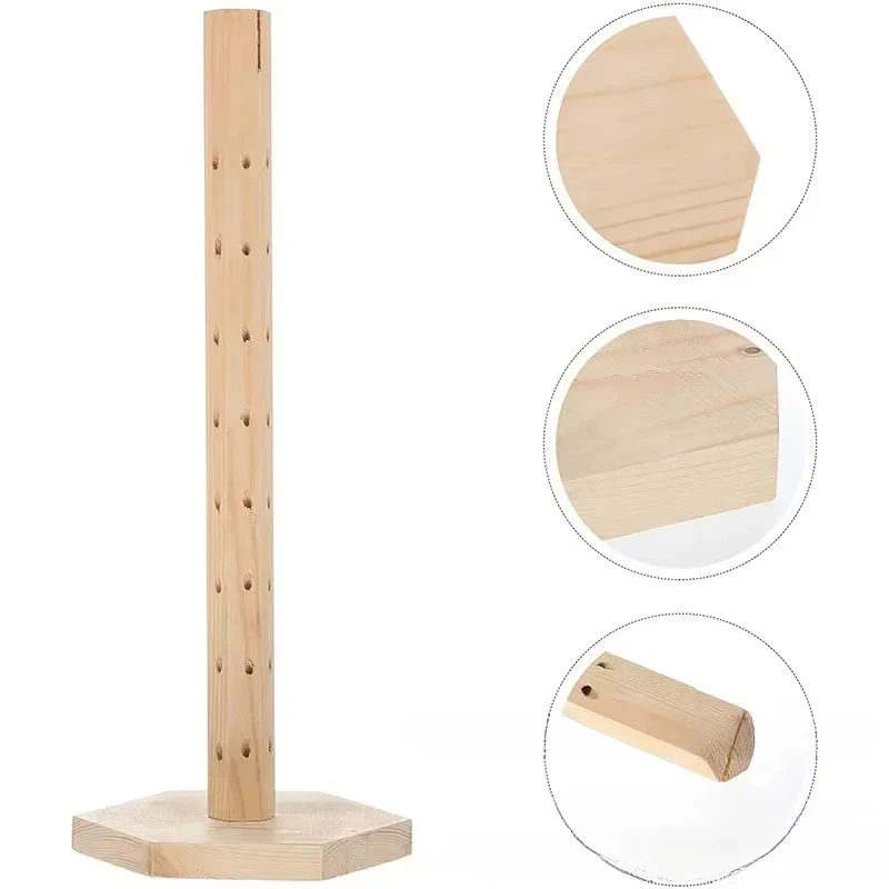 1pc Wood 360° Rotate Lollipop Holder Decorative Round Hole Earrings Display Stand Candy Holder 360 ° Lollipop Display Earrings