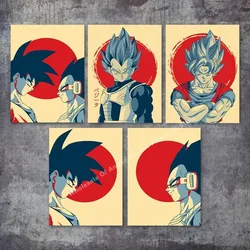 Dragon Ball Vintage Japanese Poster Vintage Canvas Painting Goku Vegeta Cartoon Kids Wall Painting Kids Gift