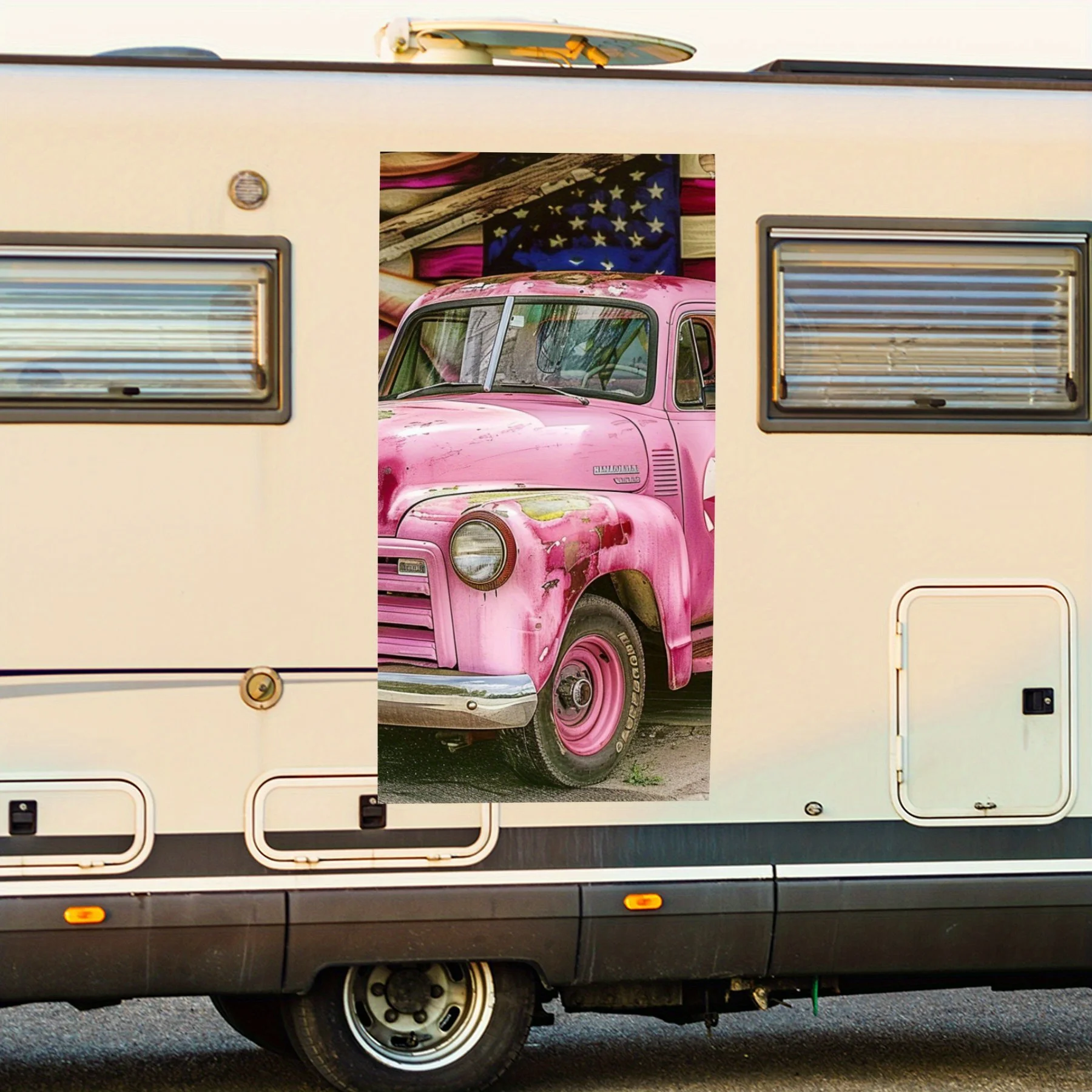 

Розовый слоган в виде сердца для грузовика, наклейка на дверь автомобиля в дом на колесах, ПВХ, самоводонепроницаемая палка, яркие автомобильные внешние аксессуары, декор, защита G