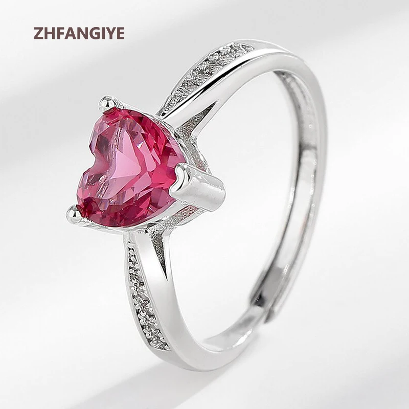 

ZHFANGIYE Vintage Women Ring with Ruby Zircon 925 Silver Jewelry Ornament for Wedding Promise Engagement Party Gift Finger Rings