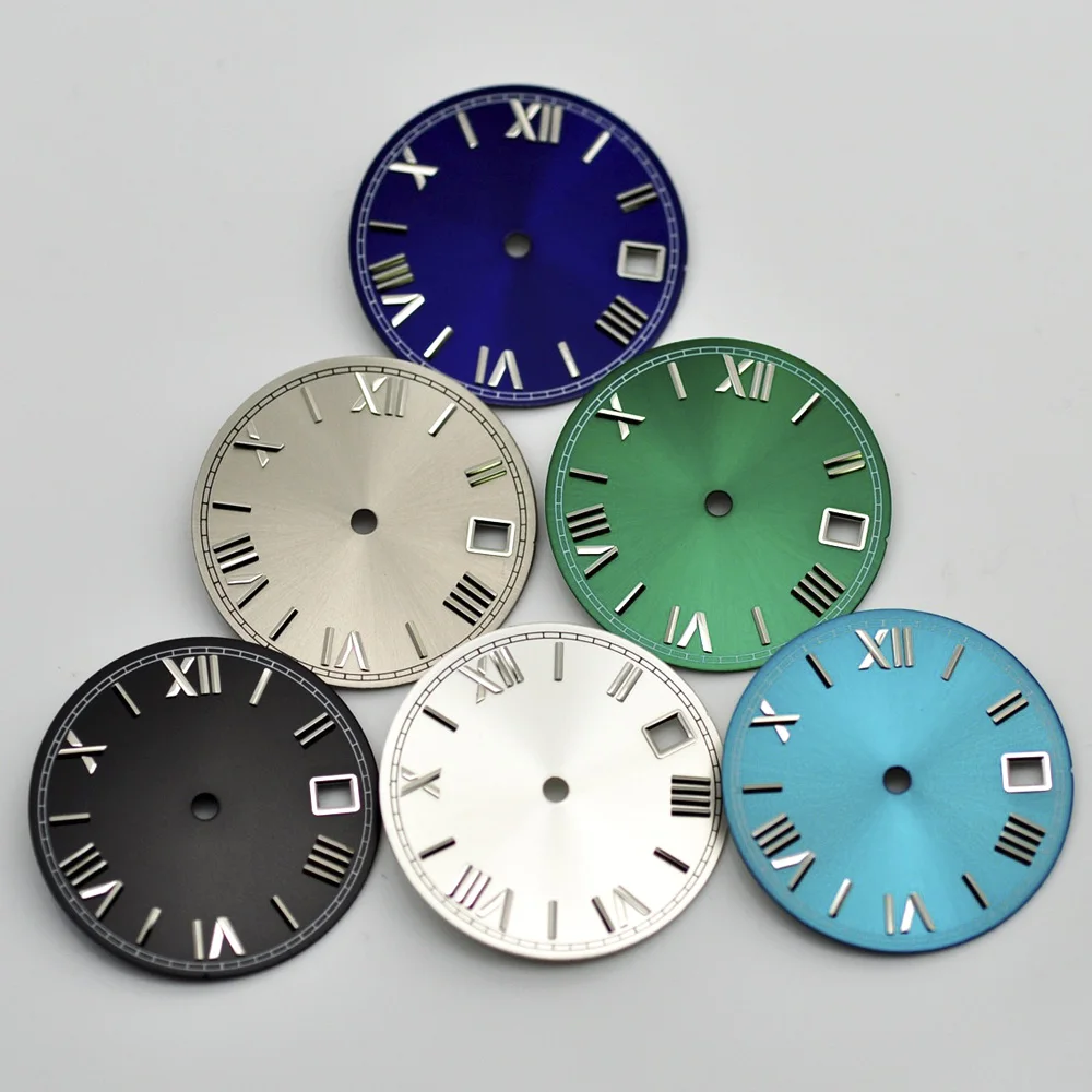 28.5mm Roman Numeral Index Sterile Custom Dial With Sun Texture Surface Dial Improving NH Dial Movement Watch Parts Repair Tool