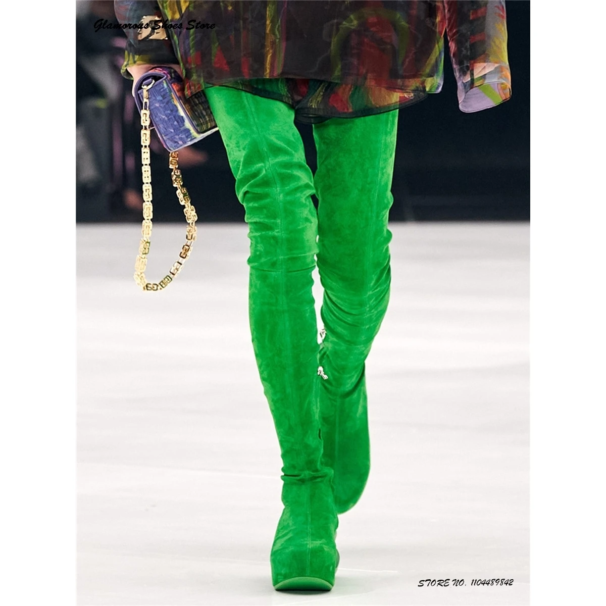 

Over-the-knee Stretch Boots Women's Street Style Runway Catwalk Shoes Spring Autumn Round Toe Wedges Side Zipper Modern Boots