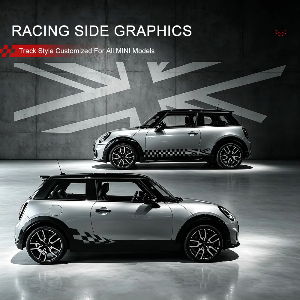 Car Door Side Stickers Racing Sport Decal For Mini Cooper J01 F66 F56 R56 F54 F60 R60 Countryman Waterproof Door Side Stickers