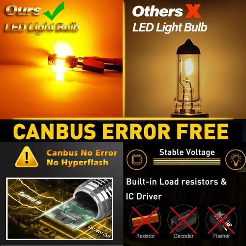 Imagen 2 del producto Luces Led sin Hyper Flash P21W, lámpara de señal Canbus de sintonización de coche 1156 BA15S PY21W BAU15S T20 7440 WY21W amarillo ámbar 12V 24V, 2 uds.