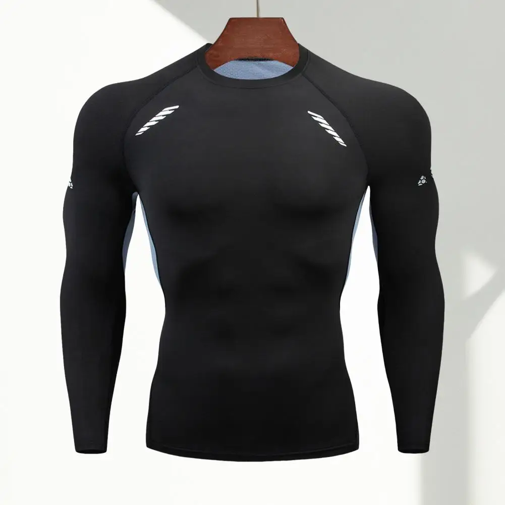 Men Long Sleeve T-shirt Men Black Long Sleeve Activewear High Elasticity Men's Slim Fit Compression Top for Gym for Basketball