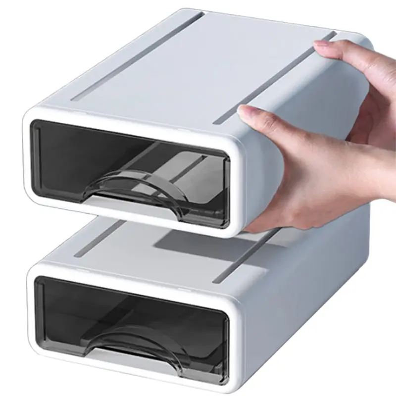 

【ADORN】Plastic Box Desktop Organizer Drawer Makeup Storage Box Dustproof Jewelry Container Stackable Large Office Storage