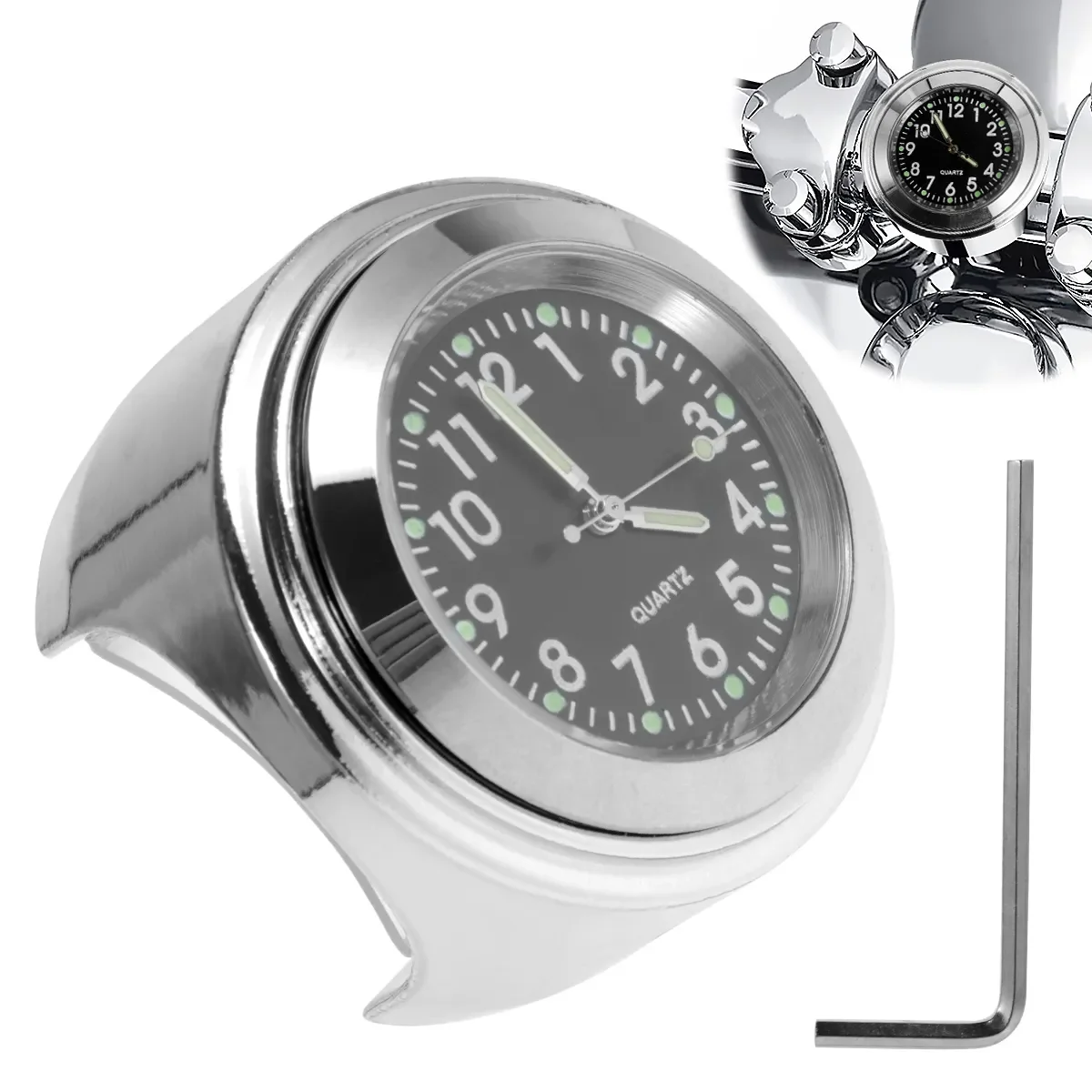 Motorcycle Handlebar Watch Universal 7/8 inche Waterproof Motorcycle Handlebar Mount Watch Night Luminous Clock Moto Accessories