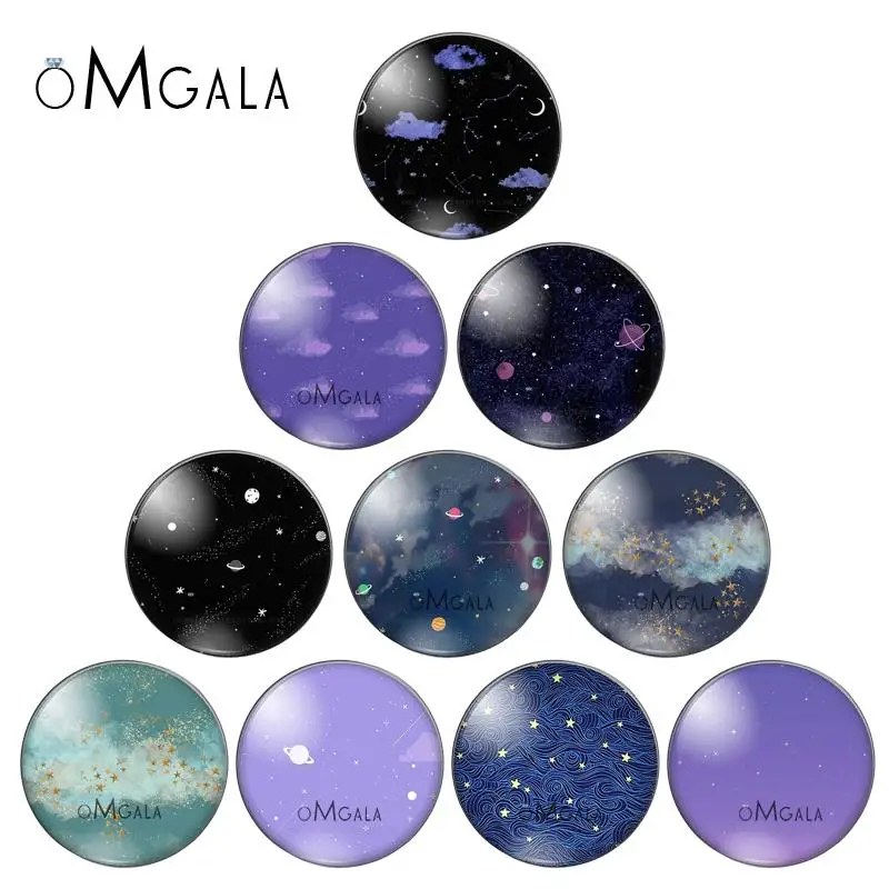 Beautiful Sky Drawing Paintings 10pcs mix 12mm/16mm/18mm/25mm Round photo glass cabochon demo flat back Making findings