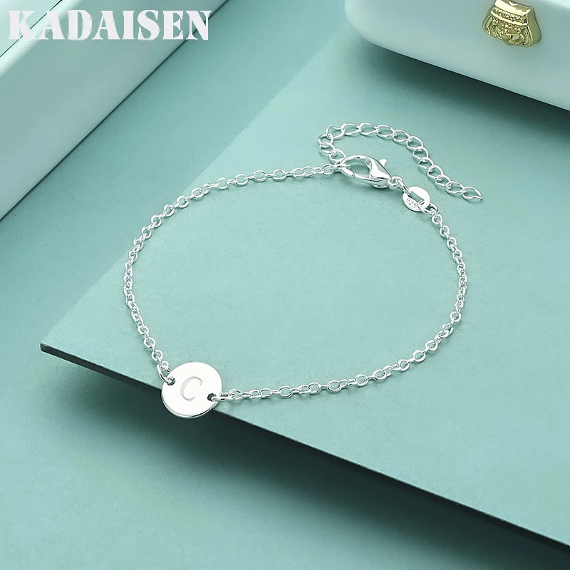 Popular Brands 925 Sterling Silver 26 Letter Cards Chain Bracelets For Women Fashion Classic Party Niche Jewelry Holiday Gifts