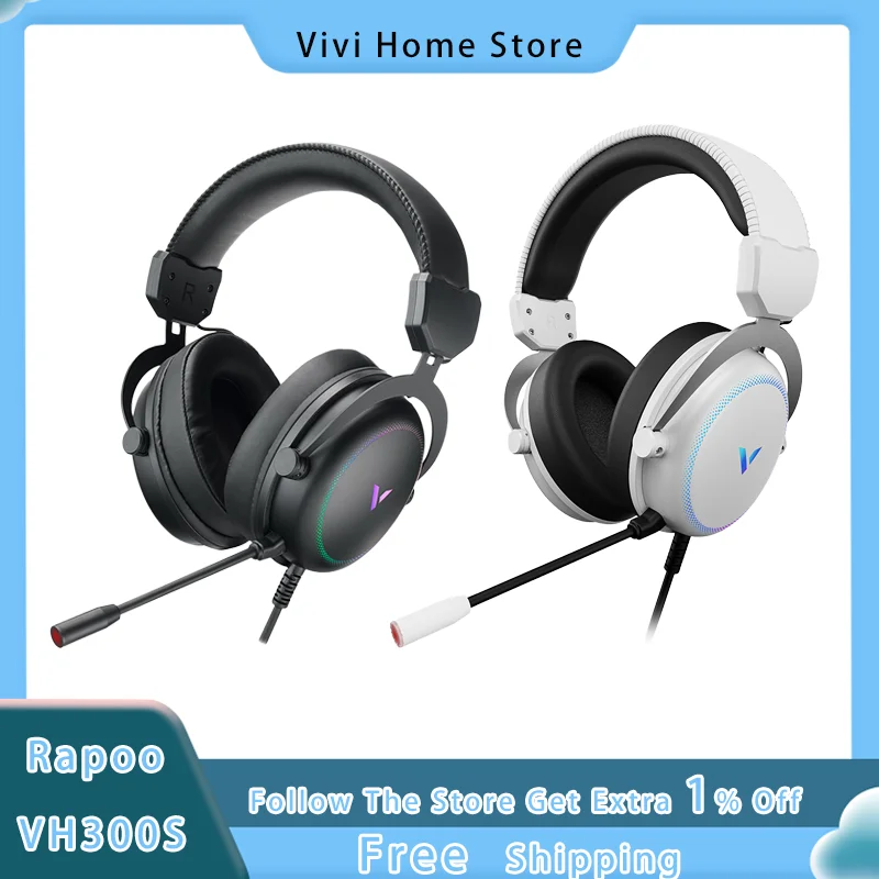 

Проводные наушники Rapoo VH300S, виртуальный 7,1 каналов, Киберспорт, игры, USB, компьютерные наушники, стереонаушники с объемным звуком