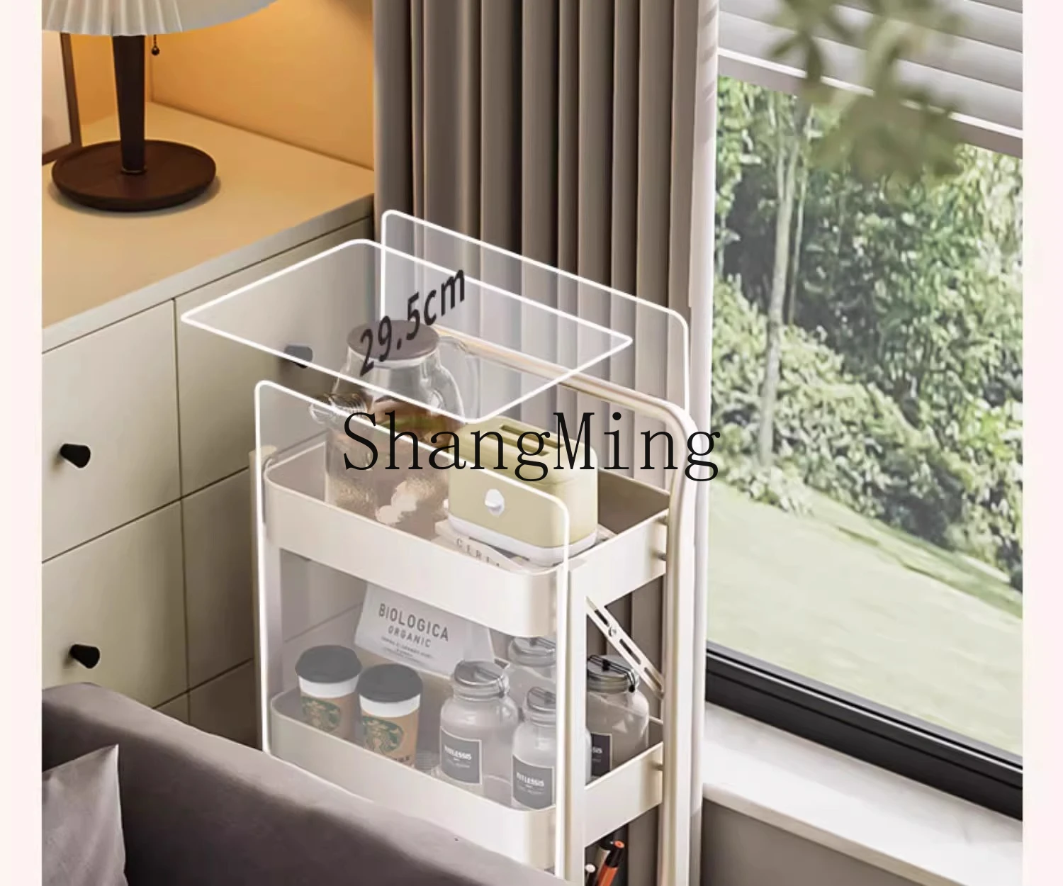 FG good-looking  Home Luxury Foldable Trolley Rack Floor Mobile Wheeled Bedroom Snack