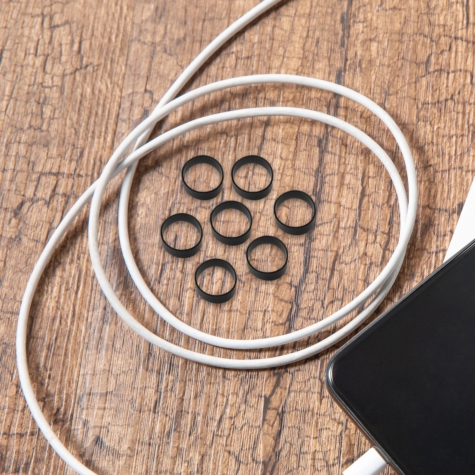 

500pcs Silicone Cable Ties Reusable Flat Rubber Bands For Data Lines Elastic Cord Organizers Home Office Wire Management Black