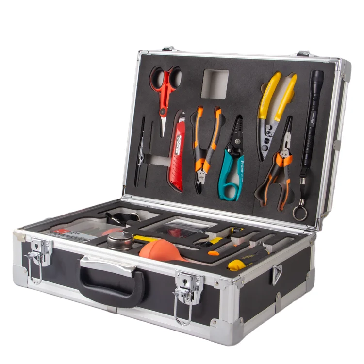 FTTH fiber optic cable tools fiber tool kit optical fiber cleaver VFL Termination toolkit optic cleaner pen stripper power meter