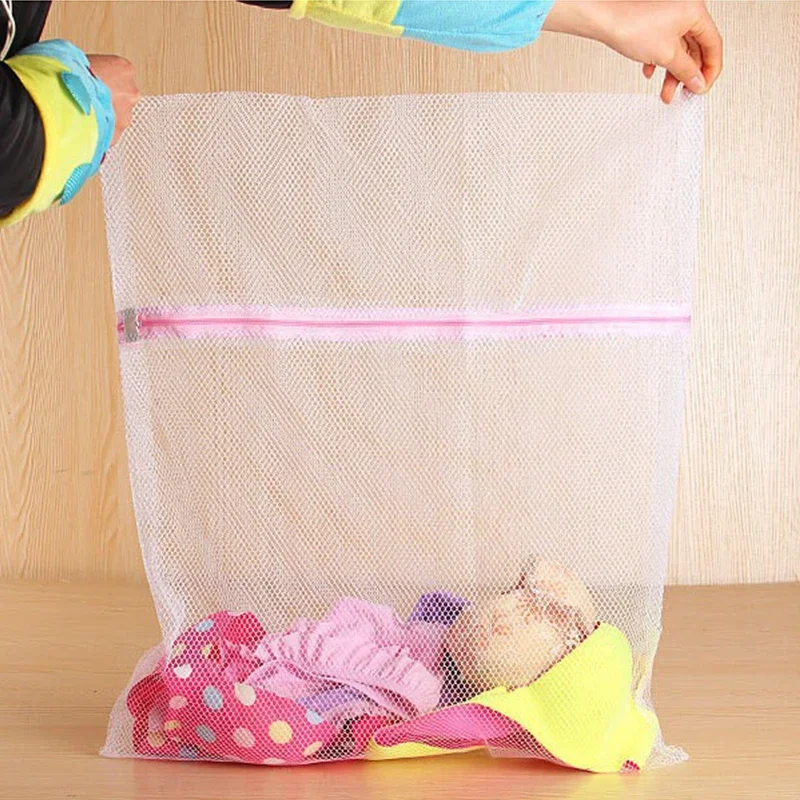 Mesh Laundry Bag Coarse Net Zippered Laundry Wash Bags Dirty Clothes Lingerie Cleaning Organizer Pouch Washing Machine Household