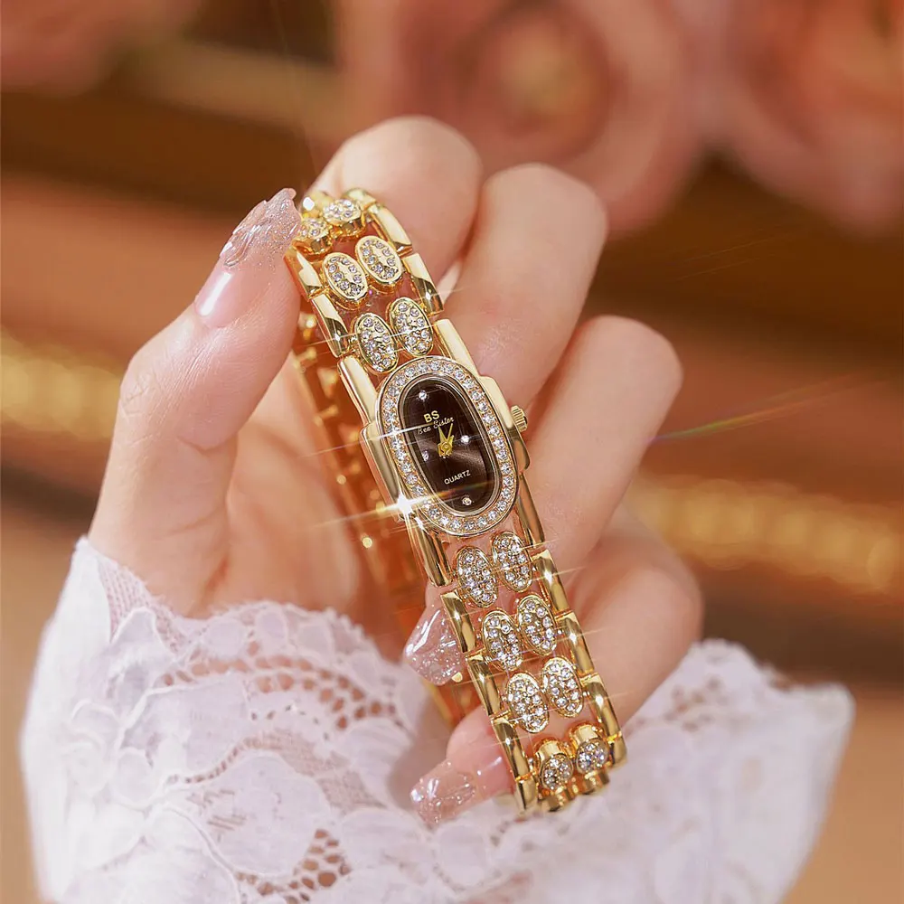 Fashion Watches Gold Bracelet Stainless Steel Quartz Clock Vintage Ladies Watch Diamond Wristwatches Gifts for Women