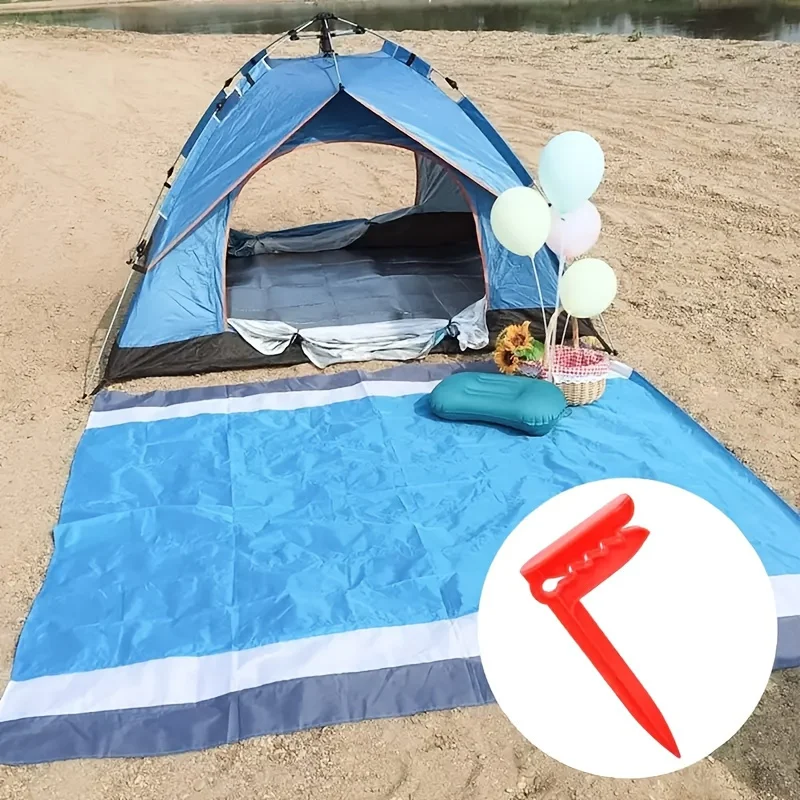 8Pcs Windproof Tent Peg Clips Outdoor Camping Mat Fixing Clamps Anti Slip Holders For Beach Towel Picnic Blanket