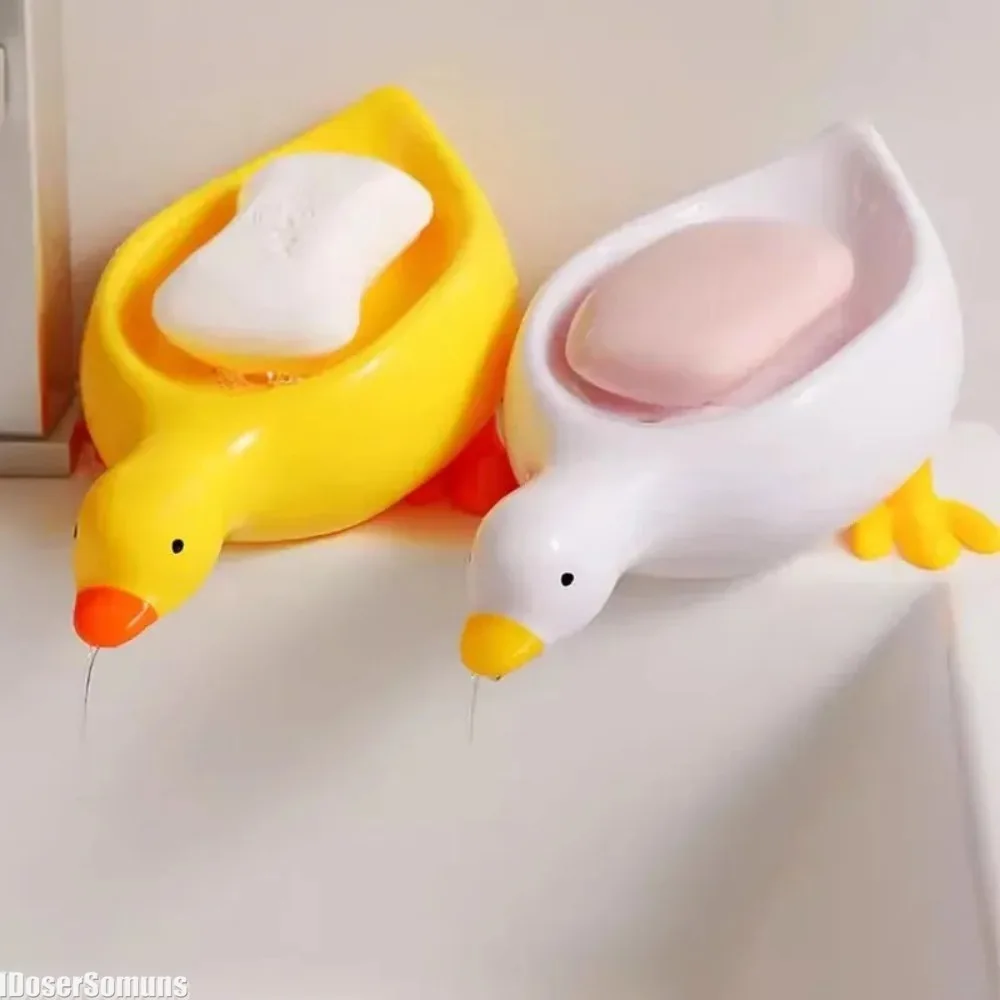 Soap Tray Self-draining Soap Rack Cute Duck-shaped Creative Rack for Shower Bathroom Kitchen Tub Sink Tray Bracket Bathroom