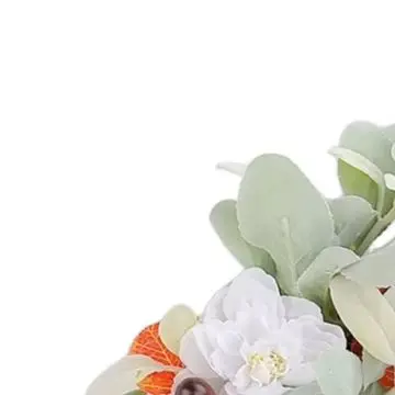 Rabbit Ear Leaf and White Blossom Garland for Harvest Season for Decor Using Plastic Foam Fabric and Branch-Based Construction