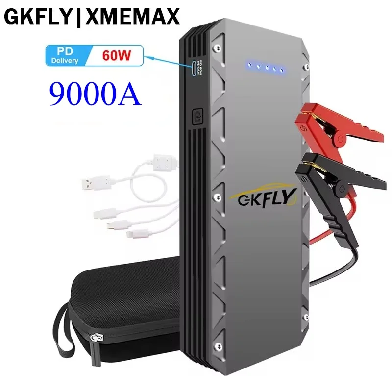 GKFLY 3000A 5000A 9000A Auto Jump Starter Power Bank Draagbare 12V Startapparaat Power Auto Batterij Booster Buster voor 10.0L 8.0L