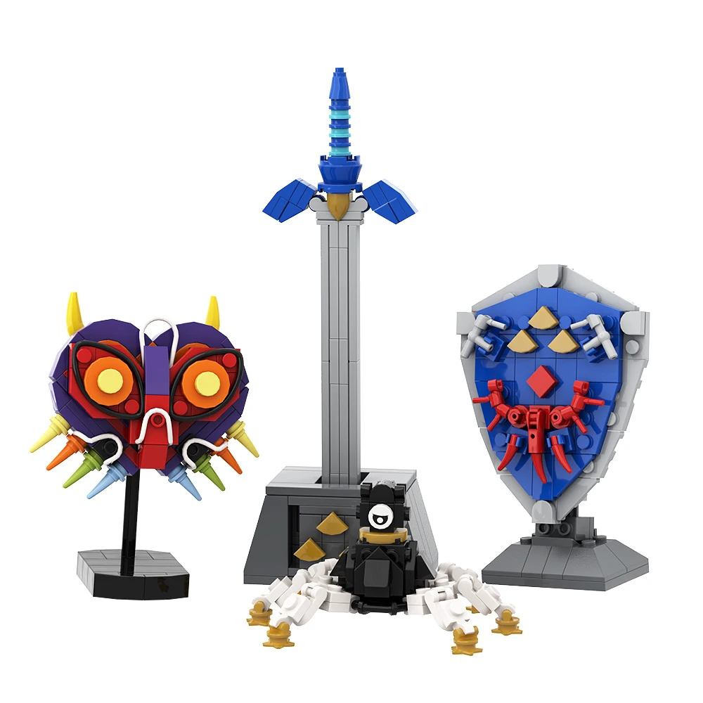 MOC Game Zeldaeds Suit Ruins Master Sword Stable Hyruleds Shield Dark Master Sword Model Building Blocks Creativity Kids Toys