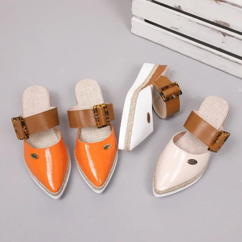 النساء الصنادل مغلقة تو صندل خشبي المرأة الصيف المصارع أحذية امرأة موضة رياضة قماشية صنادل أرضية Zapatos De Mujer