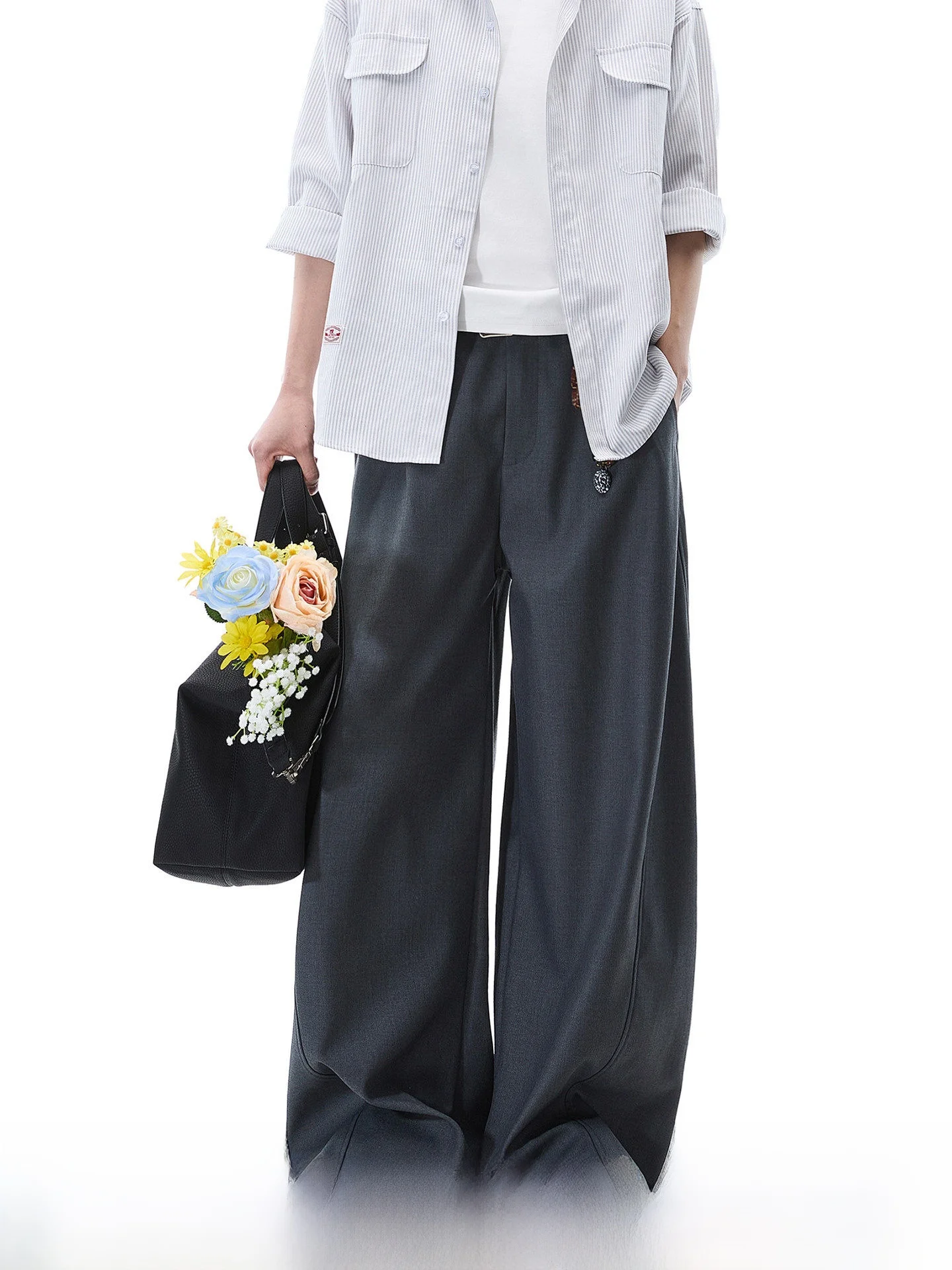 Gray Straight Leg Men's Casual Pants Dream Made Old Money Style Summer Wide Leg Men's Fashionable Straight Tube Trousers