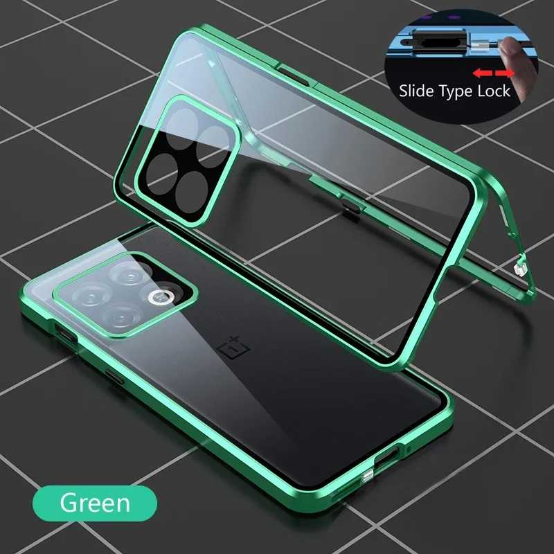 Full Lens Protection Metal Magnetic Case For OnePlus 13 15 12 15R 13S 13R 12R 11R Double-sided Tempered Glass Cover Phone Cases