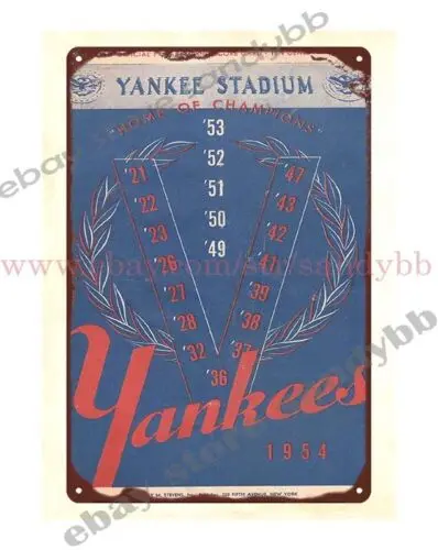 1pcs picture art wall 1954 baseball Indians  Yankees   Scorecard metal tin sign