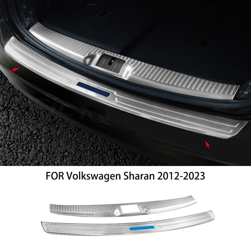 

ПОДХОДИТ ДЛЯ Volkswagen Sharan 2012-2023 Нержавеющая сталь Задний багажник снаружи внутри Защитная крышка бампера Накладка на порог