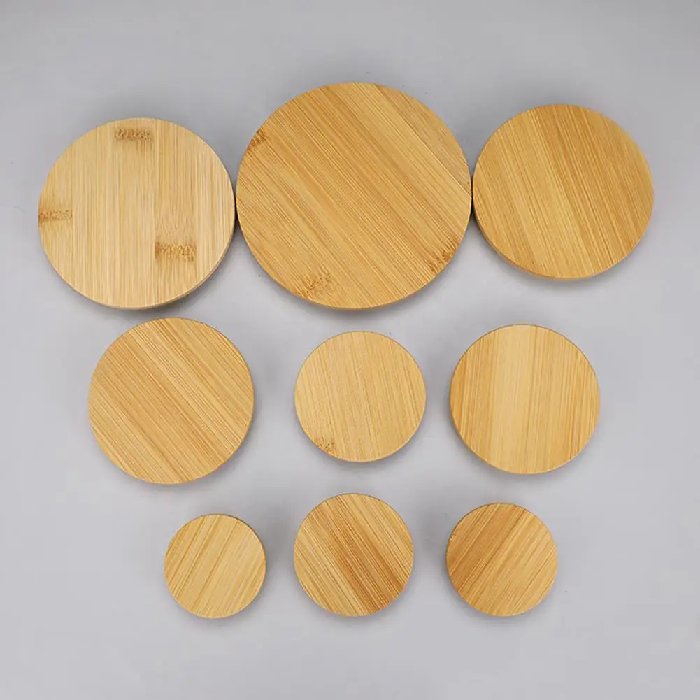 Bamboo Tea Cup Cover Wooden Cup Lid for Water Bottle Aromatherapy Tea Mug Cover Glass Bottle Sealing Lid Food Jar Top for Home