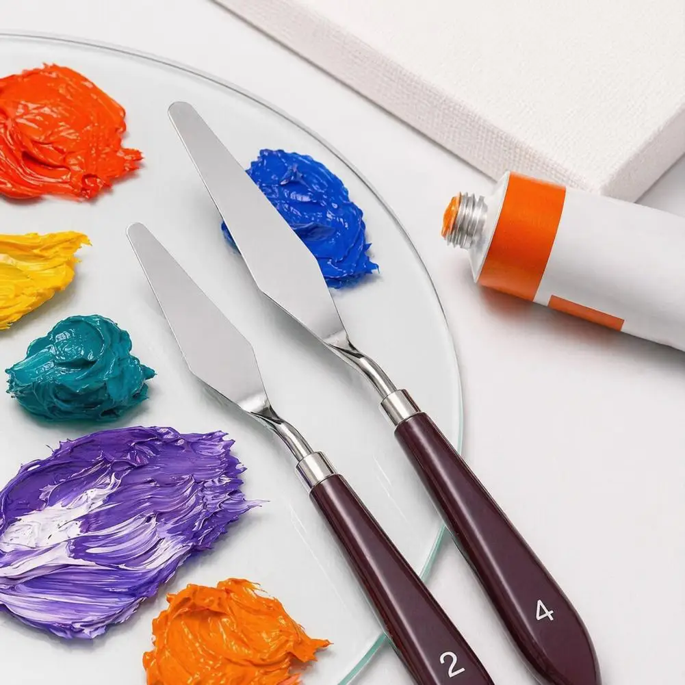 Paint Scraper Set 5pcs Stainless Steel Palette Knife Set 6 Plastic Metal Paint Scrapers Oil Painting Spatulas for Texture Art