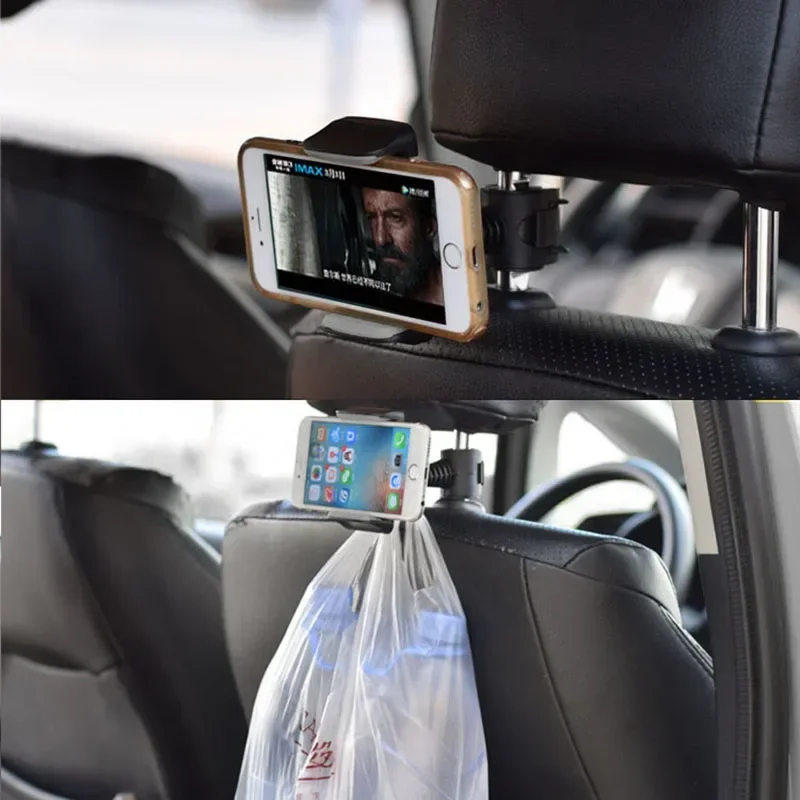 Car Tablet Holder Headrest Phone Mount 360° Rotatable Stands Car Seat Back Essential Bracket for Apple Iphone Ipad Samsung