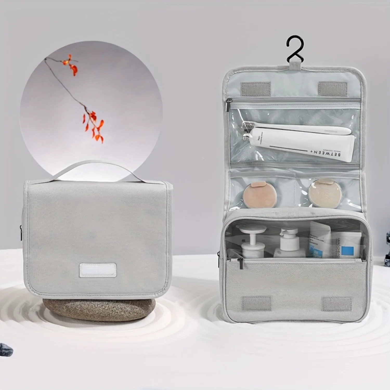 Wash Bag - Spacious Multifunctional Hook Design for Easy Organization, Water-Resistant Cosmetics , and Compact Travel Accessorie