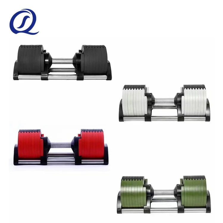 Adjustable Dumbbell Set 20kg-50kg, Cast Iron Rubber Coated Barbell, Home & Gym Weightlifting, Custom Color, Box Packaging