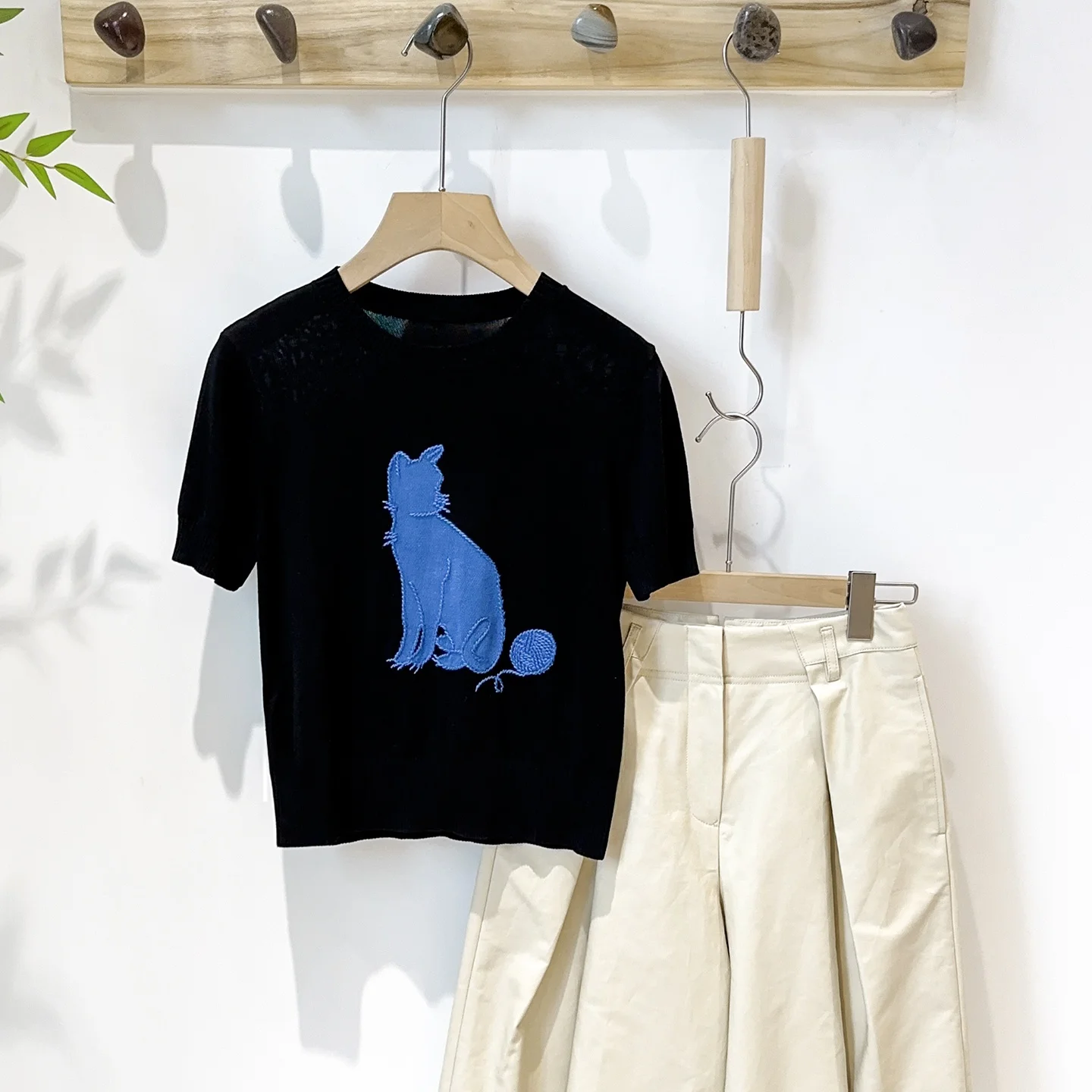 

Mimifa, хлопковая шелковая ткань, новинка 25, универсальный вязаный женский летний топ с мультяшным узором ort Sve