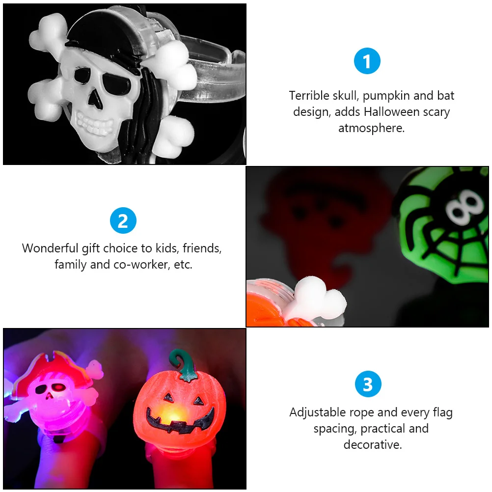 

20 Pcs Glowing Ring The Rings Pumpkin Shaped Halloween Luminous Christmas Child