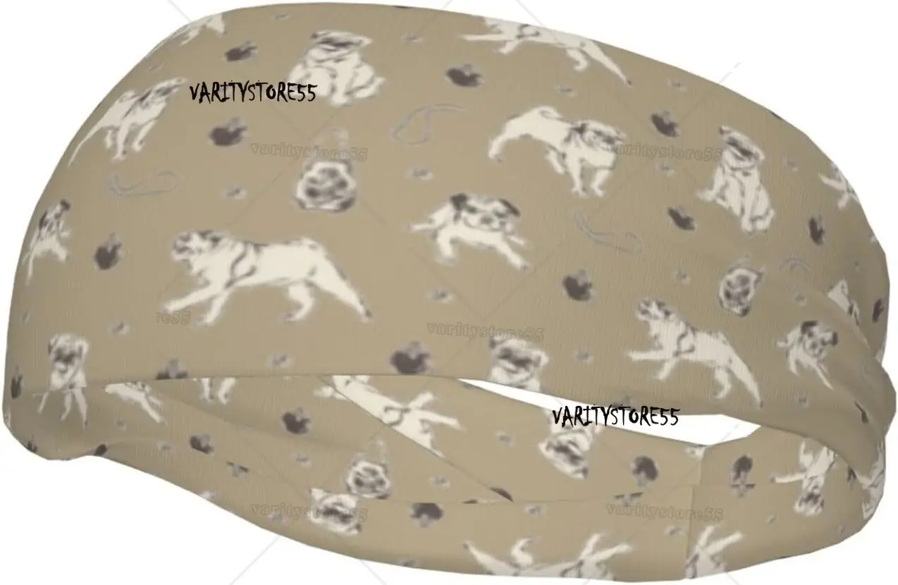 

Headband for Women Mens Pug Dogs Vintage Workout Sweatband Moisture Wicking Sweatband for Baseball