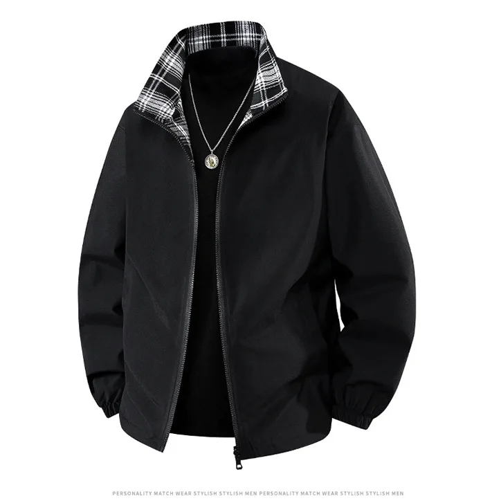 

Loose Fit Casual Pure Color Stand Collar Jaet for Men New Sle 2025 Autumn Polyester Nylon Cosite Fiber Youth Coat