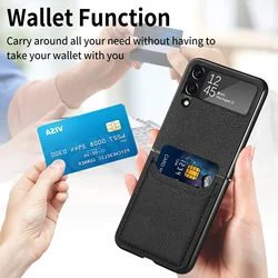 for Samsung Z Flip 4 3 Fall Protection Matte Leather Case for Samsung Galaxy Z Flip4 Flip3 5G Flip 4 3 Card Pocket Cover