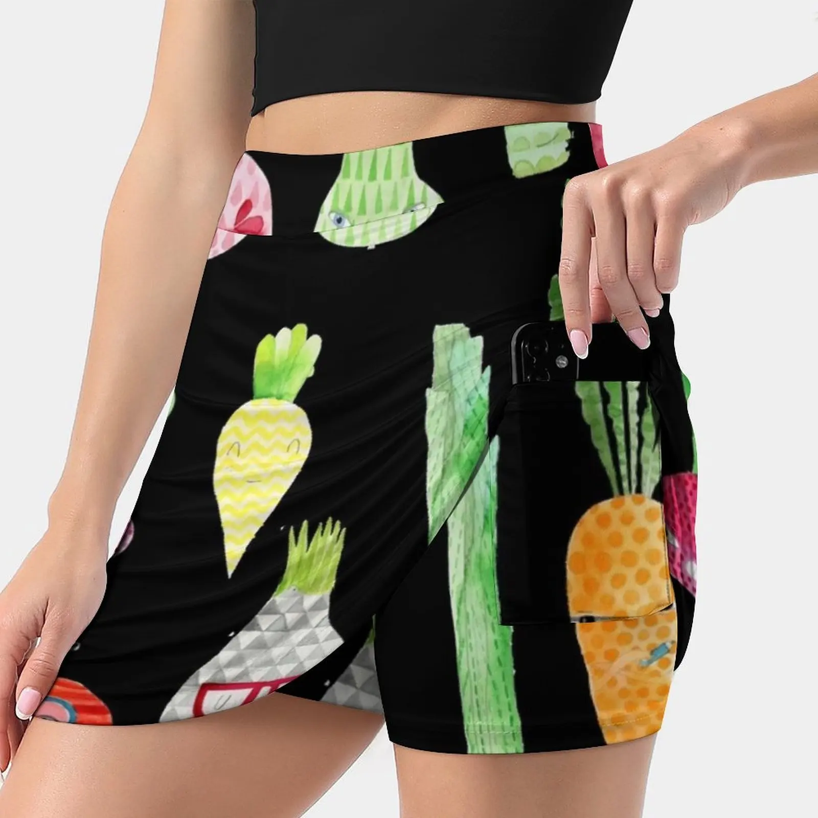 

Veggie Party Women's skirt Aesthetic skirts New Fashion Short Skirts Vegetarian Vegetables Veggies Fruit Happy Fruit Character