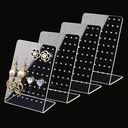4 Pack 72 Holes Acrylic Earring Holder Organizer Ear Studs Jewelry Storage Display Rack Showcase Earrings Display Stand Earring