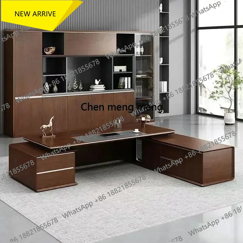 

A178 Large L Shaped OfficeTable Drawer Cabinet Asthetic Manager Office Desks Wooden Executive Escritorios De Oficina Accessorie