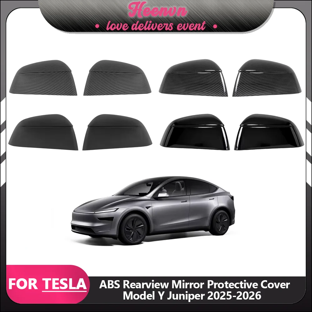 

Защитные накладки на боковые зеркала заднего вида под карбон из АБС-пластика, декоративные аксессуары для автомобиля Tesla Model Y Juniper 2025 2026