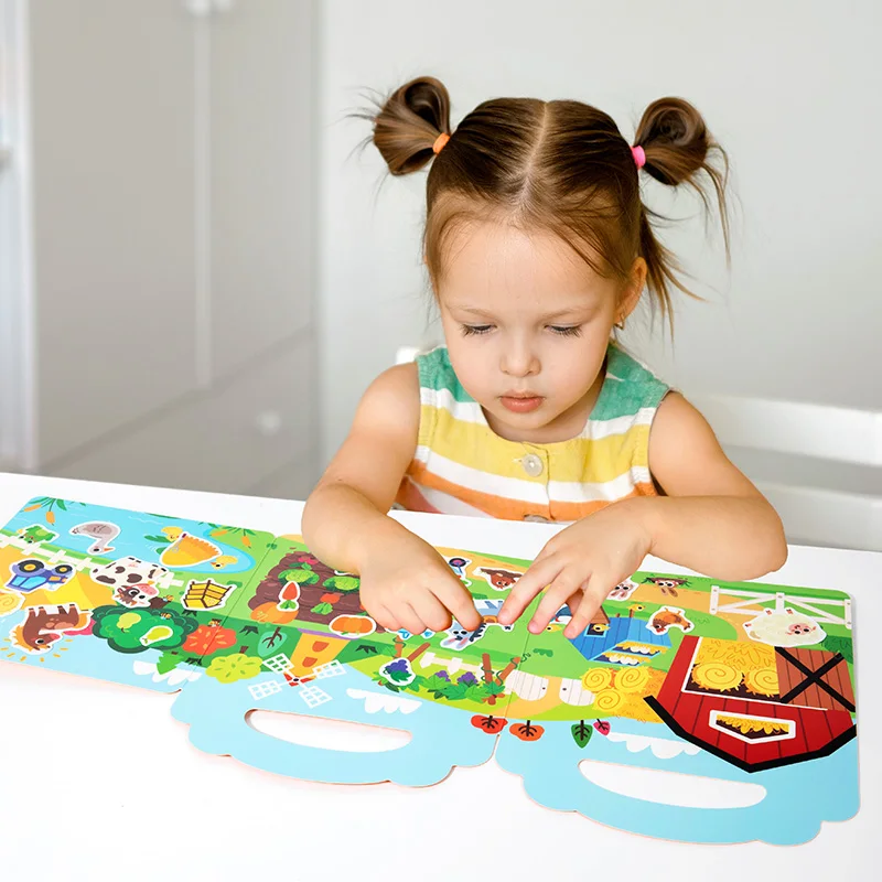 3-Reusable Cartoon Sticker Book for Kids Multiple Scenes DIY Puzzle Game Educational Learning Classic Toys for Child Age \ Gifts