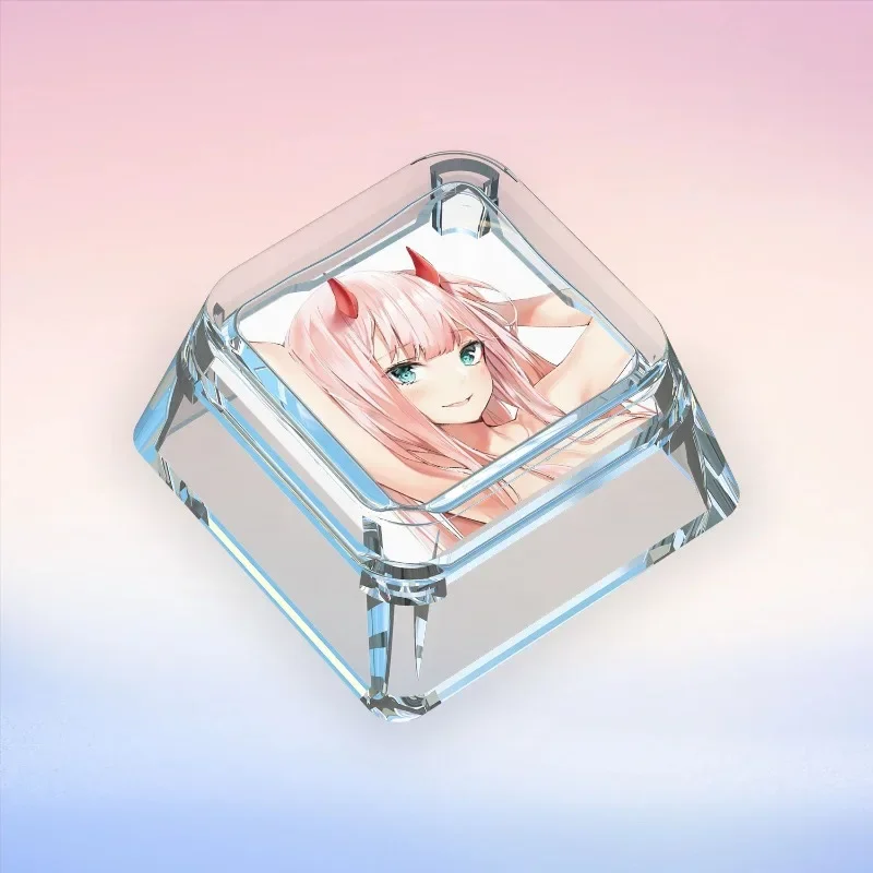 Animation ZERO TWO Personalized Keycap, Single Cross Axis, 02 Transparent Mechanical Keyboard Cap, Birthday Gift for Collectors