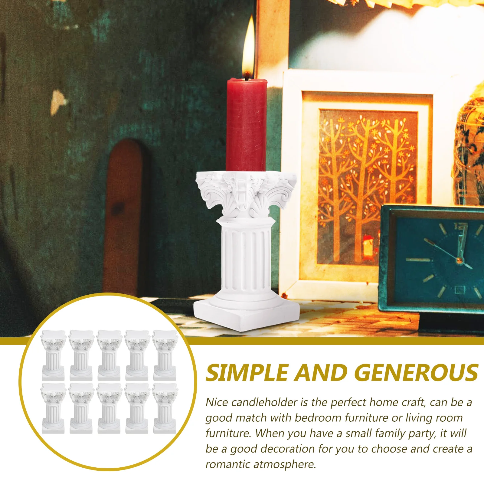 

10Pcs Decorative Holders High-Temperature Resistant Candlestick for Living Room Bedroom Office Desktop Decorations Home
