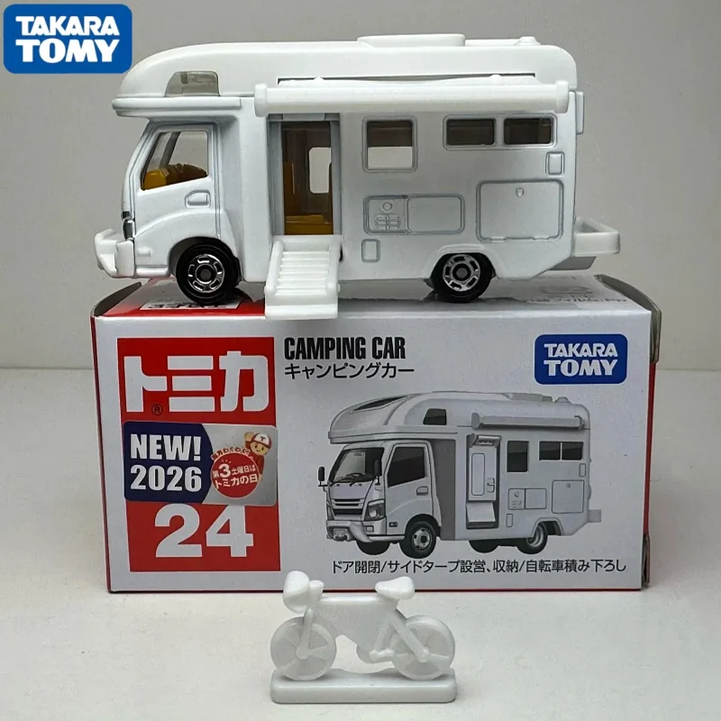 Takara Tomy Tomica No.24 Camper Van Red Box Diecast Alloy Car Model Collectible Mini Vehicle Tabletop Ornament Birthday Toy