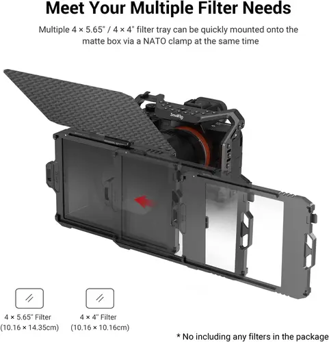 Imagen 2 del producto SmallRig Mini Matte Box Lite para cámaras DSLR sin espejo, Compatible con lente de 52mm/55mm/58mm/62mm/67mm/72mm/77mm/82mm/86mm 3575